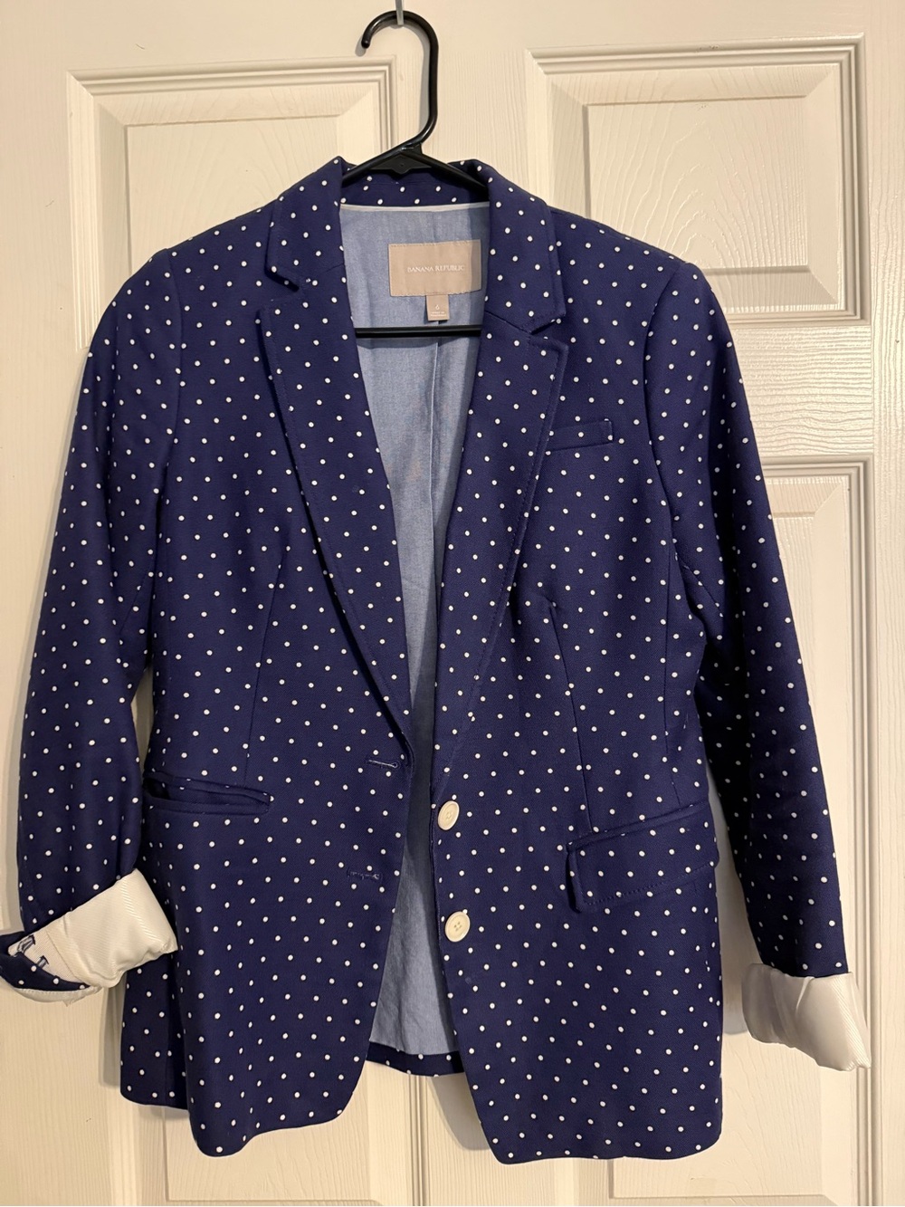 Banana Republic Navy Polka Dot Blazer